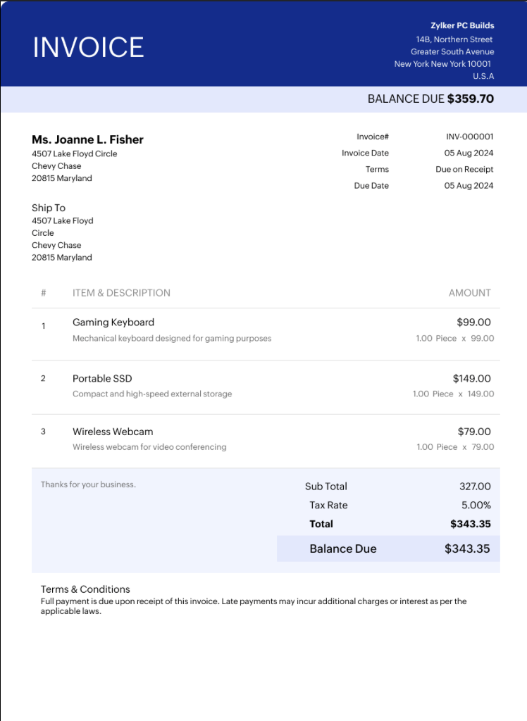 Іноземний invoice англійською мовою для розпізнавання JDOC